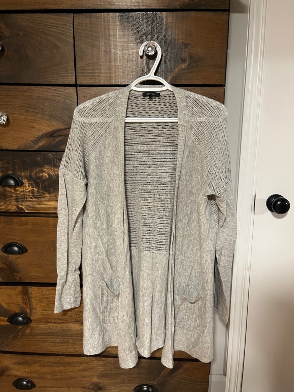 RW&CO. Light Gray Open-Front Knit Cardigan